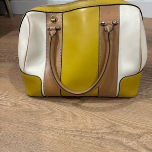 Mustard and Tan Leather Satchel